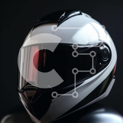 Intra Συλλεκτικό Ξύλινο Παζλ Plywood  4mm - Λευκό και μαύρο κράνος μοτοσικλέτας σε κίνηση Σε Ξύλινο Κουτί - Διαστάσεις Puzzle: 10x10 cm – 25 κομμάτια - Image 1