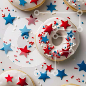 Intra Συλλεκτικό Ξύλινο Παζλ Plywood  4mm - Πατριωτικά ντόνατς για την Ημέρα της Ανεξαρτησίας Σε Ξύλινο Κουτί - Διαστάσεις: 10x10 cm – 25 κομμάτια