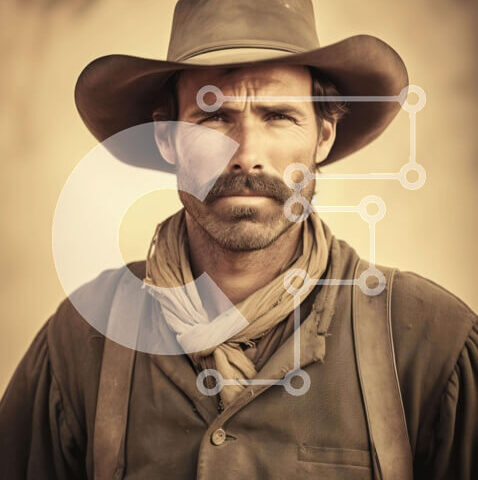 Intra Συλλεκτικό Ξύλινο Παζλ Plywood  4mm - Άνδρας καουμπόη με παλιομοδίτικη ενδυμασία Σε Ξύλινο Κουτί - Διαστάσεις Puzzle: 10x10 cm – 25 κομμάτια - Image 1