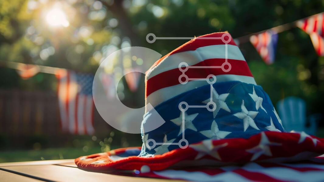 Intra Συλλεκτικό Ξύλινο Παζλ Plywood  4mm - Εορτασμός 4ης Ιουλίου με καπέλο αμερικανικής σημαίας Σε Ξύλινο Κουτί - Διαστάσεις: 10x10 cm – 25 κομμάτια