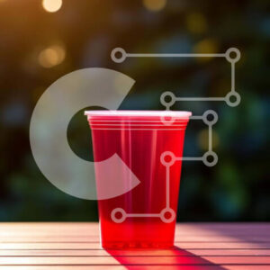 Intra Συλλεκτικό Ξύλινο Παζλ Plywood  4mm - Άδειο κόκκινο πλαστικό κύπελλο σε ξύλινο τραπέζι Σε Ξύλινο Κουτί - Διαστάσεις: 10x10 cm – 25 κομμάτια