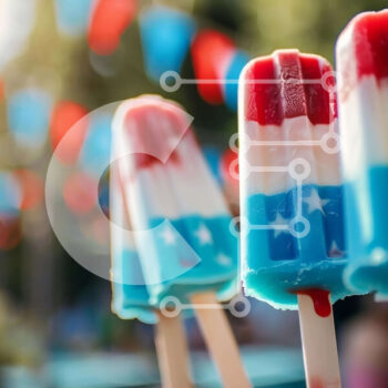 Intra Συλλεκτικό Ξύλινο Παζλ Plywood  4mm - Γιορτή 4ης Ιουλίου με Popsicles και Σημαίες Σε Ξύλινο Κουτί - Διαστάσεις Puzzle: 10x10 cm – 25 κομμάτια - Image 1