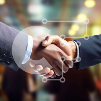 Intra Συλλεκτικό Ξύλινο Παζλ Plywood  4mm - Επιχειρηματίες χειραψία σε ένα πλήθος Σε Ξύλινο Κουτί - Διαστάσεις Puzzle: 10x10 cm – 25 κομμάτια - Image 1