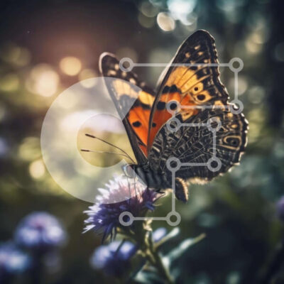 Intra Συλλεκτικό Ξύλινο Παζλ Plywood  4mm - Πεταλούδα στα μωβ λουλούδια Σε Ξύλινο Κουτί - Διαστάσεις: 10x10 cm – 25 κομμάτια - Image 1