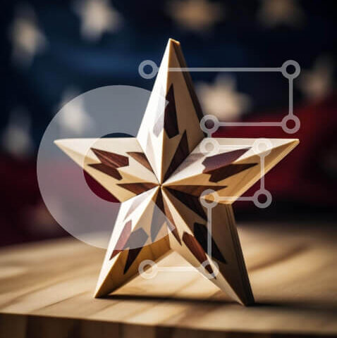 Intra Συλλεκτικό Ξύλινο Παζλ Plywood  4mm - Ξύλινο αστέρι με αμερικανική σημαία Σε Ξύλινο Κουτί - Διαστάσεις: 10x10 cm – 25 κομμάτια - Image 1