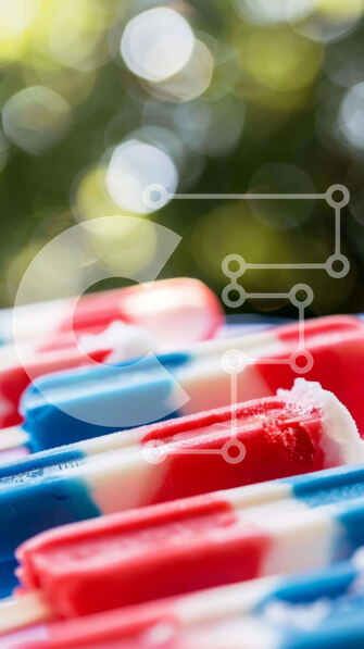 Intra Συλλεκτικό Ξύλινο Παζλ Plywood  4mm - Κόκκινη, Λευκή και Μπλε Στοίβα Popsicle για τους εορτασμούς της 4ης Ιουλίου Σε Ξύλινο Κουτί - Διαστάσεις Puzzle: 10x10 cm – 25 κομμάτια