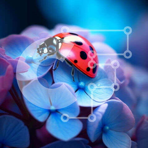 Intra Συλλεκτικό Ξύλινο Παζλ Plywood  4mm - Πασχαλίτσα στα μπλε λουλούδια Σε Ξύλινο Κουτί - Διαστάσεις: 10x10 cm – 25 κομμάτια - Image 1