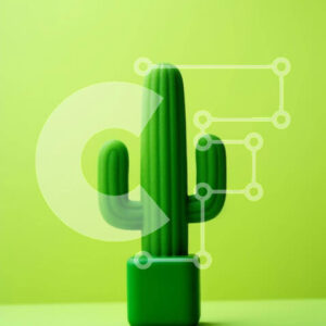 Intra Συλλεκτικό Ξύλινο Παζλ Plywood  4mm - Πράσινο παιχνίδι κάκτος σε πορτοκαλί φόντο Σε Ξύλινο Κουτί - Διαστάσεις: 10x10 cm – 25 κομμάτια