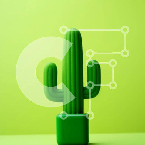 Intra Συλλεκτικό Ξύλινο Παζλ Plywood 4mm - Πράσινο παιχνίδι κάκτος σε πορτοκαλί φόντο Σε Ξύλινο Κουτί - Διαστάσεις: 10x10 cm – 25 κομμάτια - Image 1