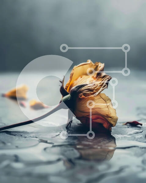 Intra Συλλεκτικό Ξύλινο Παζλ Plywood  4mm - Νεκρό λουλούδι στο νερό με σπασμένο γυαλί Σε Ξύλινο Κουτί - Διαστάσεις: 10x10 cm – 25 κομμάτια