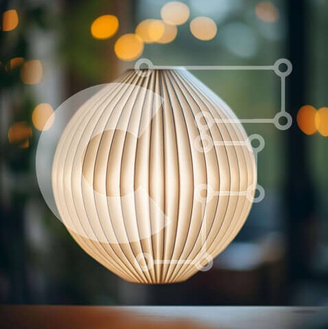 Intra Συλλεκτικό Ξύλινο Παζλ Plywood 4mm - Λευκό φωτιστικό μπάλας σε εσωτερικό σκηνικό Σε Ξύλινο Κουτί - Διαστάσεις Puzzle: 10x10 cm – 25 κομμάτια - Image 1