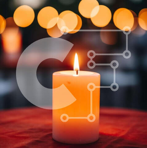 Intra Συλλεκτικό Ξύλινο Παζλ Plywood  4mm - Λαμπερό κερί σε πορτοκαλί τραπεζομάντιλο Σε Ξύλινο Κουτί - Διαστάσεις Puzzle: 10x10 cm – 25 κομμάτια - Image 1