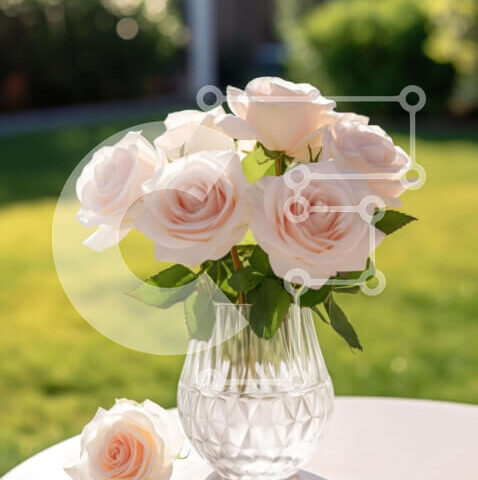 Intra Συλλεκτικό Ξύλινο Παζλ Plywood  4mm - Ροζ τριαντάφυλλα σε γυάλινο βάζο Σε Ξύλινο Κουτί - Διαστάσεις: 10x10 cm – 25 κομμάτια - Image 1