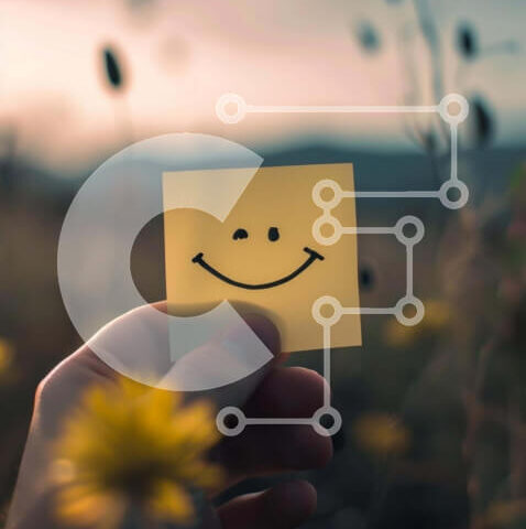 Intra Συλλεκτικό Ξύλινο Παζλ Plywood 4mm - Χαμογελαστό άτομο που κρατά το κίτρινο σημείωμα με το χαμογελαστό πρόσωπο Σε Ξύλινο Κουτί - Διαστάσεις Puzzle: 10x10 cm – 25 κομμάτια - Image 1