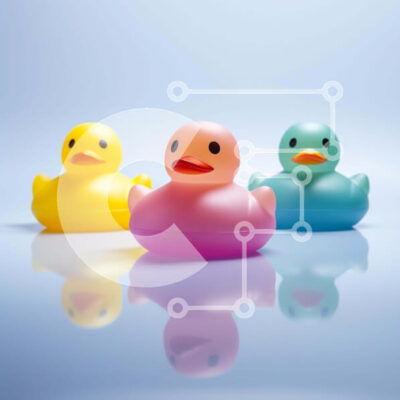 Intra Συλλεκτικό Ξύλινο Παζλ Plywood  4mm - Ζωντανές λαστιχένιες πάπιες σε ανακλαστική επιφάνεια Σε Ξύλινο Κουτί - Διαστάσεις: 10x10 cm – 25 κομμάτια - Image 1