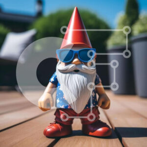 Intra Συλλεκτικό Ξύλινο Παζλ Plywood 4mm - Παιχνίδι Gnome με Κόκκινα, Λευκά και Μπλε γυαλιά ηλίου Σε Ξύλινο Κουτί - Διαστάσεις: 10x10 cm – 25 κομμάτια - Image 1