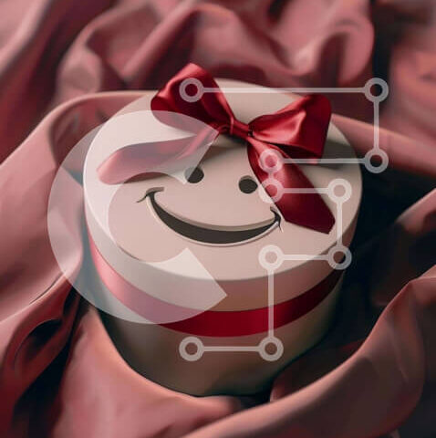 Intra Συλλεκτικό Ξύλινο Παζλ Plywood  4mm - Αξιολάτρευτο Smiley Face Λευκό Κουτί δώρου τυλιγμένο σε κόκκινο ύφασμα Σε Ξύλινο Κουτί - Διαστάσεις: 10x10 cm – 25 κομμάτια - Image 1