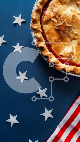 Intra Συλλεκτικό Ξύλινο Παζλ Plywood  4mm - Εορταστική πίτα 4ης Ιουλίου σε φόντο αμερικανικής σημαίας Σε Ξύλινο Κουτί - Διαστάσεις: 10x10 cm – 25 κομμάτια