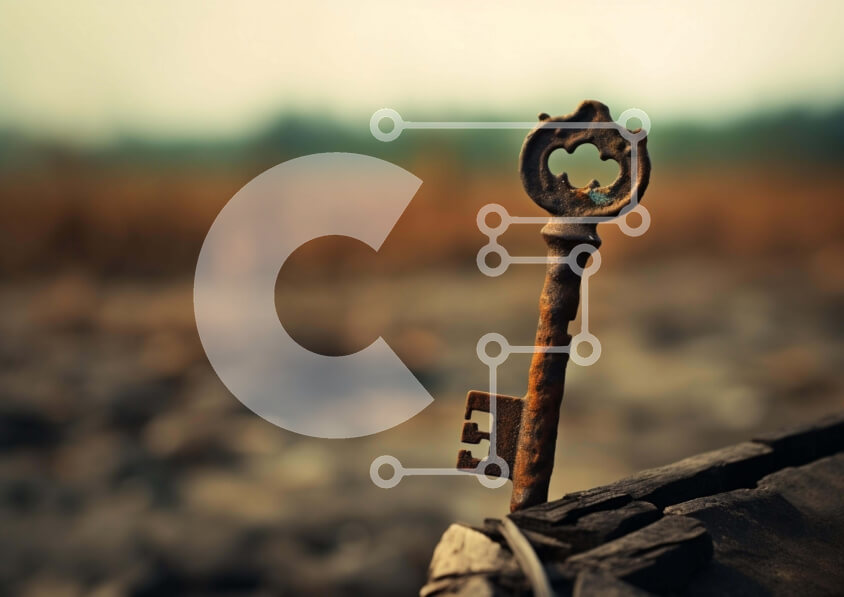 Intra Συλλεκτικό Ξύλινο Παζλ Plywood  4mm - Παλιό σκουριασμένο κλειδί σκαρφαλωμένο στο ξύλο Σε Ξύλινο Κουτί - Διαστάσεις: 10x10 cm – 25 κομμάτια