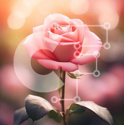 Intra Συλλεκτικό Ξύλινο Παζλ Plywood  4mm - Ζωντανό ροζ τριαντάφυλλο και λουλούδια Σε Ξύλινο Κουτί - Διαστάσεις: 10x10 cm – 25 κομμάτια - Image 1