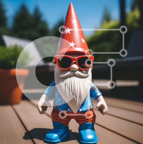 Intra Συλλεκτικό Ξύλινο Παζλ Plywood  4mm - Toy Gnome σε πατριωτικά χρώματα σε ξύλινο κατάστρωμα Σε Ξύλινο Κουτί - Διαστάσεις Puzzle: 10x10 cm – 25 κομμάτια - Image 1