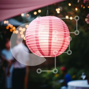 Intra Συλλεκτικό Ξύλινο Παζλ Plywood  4mm - Ροζ χάρτινο φανάρι σε υπαίθρια συγκέντρωση Σε Ξύλινο Κουτί - Διαστάσεις Puzzle: 10x10 cm – 25 κομμάτια