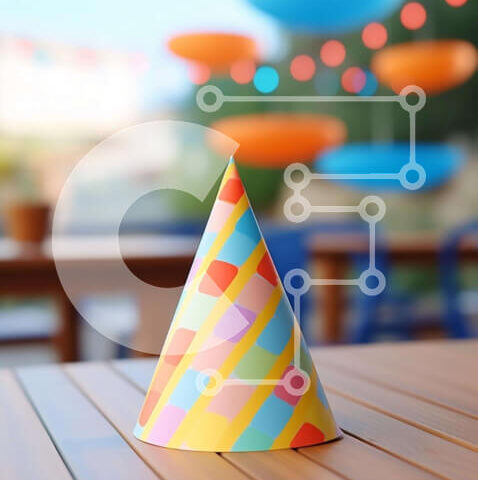 Intra Συλλεκτικό Ξύλινο Παζλ Plywood  4mm - Πολύχρωμο καπέλο για πάρτι σε ξύλινο τραπέζι Σε Ξύλινο Κουτί - Διαστάσεις Puzzle: 10x10 cm – 25 κομμάτια - Image 1