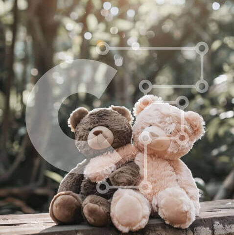 Intra Συλλεκτικό Ξύλινο Παζλ Plywood  4mm - Δύο αρκουδάκια σε ξύλινο πάγκο στο δάσος Σε Ξύλινο Κουτί - Διαστάσεις: 10x10 cm – 25 κομμάτια - Image 1