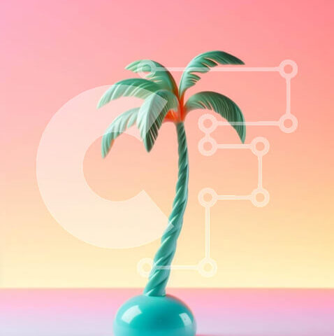 Intra Συλλεκτικό Ξύλινο Παζλ Plywood  4mm - Γαλήνια τροπική σκηνή με μικρό φοίνικα Σε Ξύλινο Κουτί - Διαστάσεις: 10x10 cm – 25 κομμάτια - Image 1