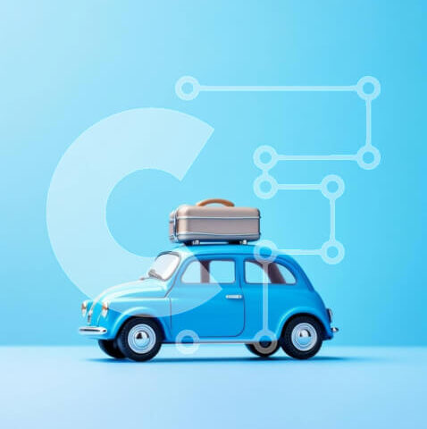 Intra Συλλεκτικό Ξύλινο Παζλ Plywood  4mm - Μπλε αυτοκίνητο παιχνίδι με αποσκευές Σε Ξύλινο Κουτί - Διαστάσεις Puzzle: 10x10 cm – 25 κομμάτια - Image 1