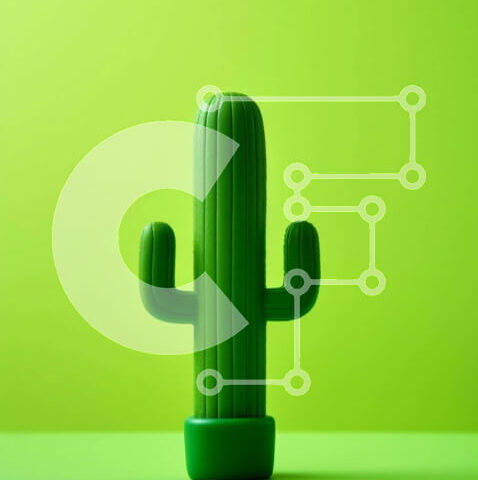 Intra Συλλεκτικό Ξύλινο Παζλ Plywood  4mm - Μικρός πράσινος κάκτος σε πορτοκαλί φόντο Σε Ξύλινο Κουτί - Διαστάσεις: 10x10 cm – 25 κομμάτια - Image 1