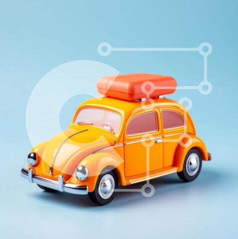 Intra Συλλεκτικό Ξύλινο Παζλ Plywood 4mm - Πορτοκαλί παιχνίδι αυτοκίνητο με βαλίτσα Σε Ξύλινο Κουτί - Διαστάσεις Puzzle: 10x10 cm – 25 κομμάτια - Image 1