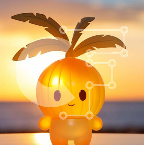 Intra Συλλεκτικό Ξύλινο Παζλ Plywood 4mm - Χαρούμενος ανανάς παιχνιδιών στο ηλιοβασίλεμα Σε Ξύλινο Κουτί - Διαστάσεις: 10x10 cm – 25 κομμάτια - Image 1