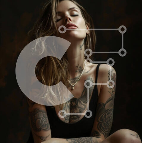 Intra Συλλεκτικό Ξύλινο Παζλ Plywood  4mm - Γυναίκα με τατουάζ χέρια, πόδια και χέρια Σε Ξύλινο Κουτί - Διαστάσεις Puzzle: 10x10 cm – 25 κομμάτια - Image 1