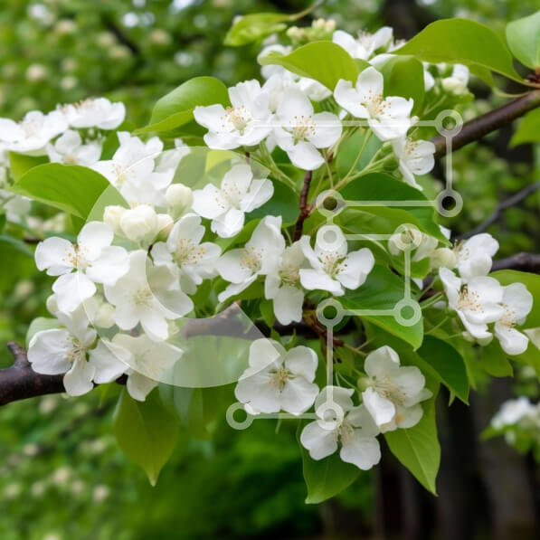 Intra Συλλεκτικό Ξύλινο Παζλ Plywood  4mm - Κλαδί δέντρου με λευκά λουλούδια και πράσινα φύλλα Σε Ξύλινο Κουτί - Διαστάσεις: 10x10 cm – 25 κομμάτια