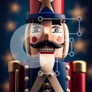 Intra Συλλεκτικό Ξύλινο Παζλ Plywood  4mm - Ειδώλιο Καρυοθραύστη σε κόκκινο, λευκό και μπλε Σε Ξύλινο Κουτί - Διαστάσεις: 10x10 cm – 25 κομμάτια