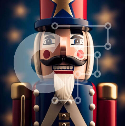 Intra Συλλεκτικό Ξύλινο Παζλ Plywood  4mm - Ειδώλιο Καρυοθραύστη σε κόκκινο, λευκό και μπλε Σε Ξύλινο Κουτί - Διαστάσεις: 10x10 cm – 25 κομμάτια - Image 1