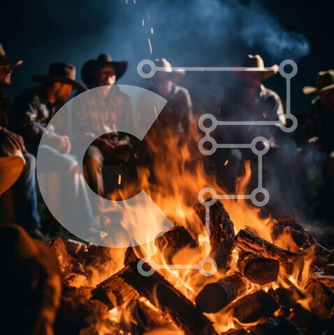 Intra Συλλεκτικό Ξύλινο Παζλ Plywood 4mm - Cowboys by the Fire Pit Σε Ξύλινο Κουτί - Διαστάσεις Puzzle: 10x10 cm – 25 κομμάτια - Image 1