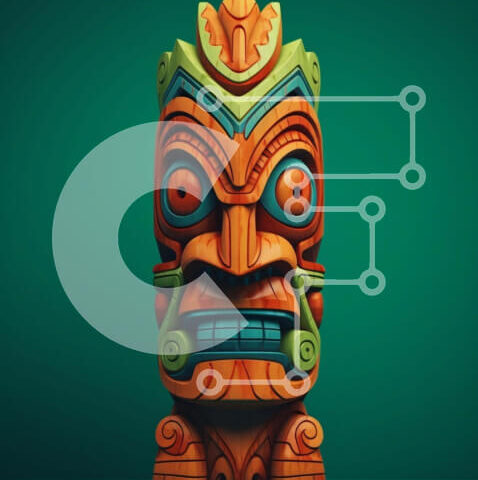 Intra Συλλεκτικό Ξύλινο Παζλ Plywood  4mm - Πολύχρωμο ξύλινο έργο τέχνης Tiki Totem Σε Ξύλινο Κουτί - Διαστάσεις Puzzle: 10x10 cm – 25 κομμάτια - Image 1