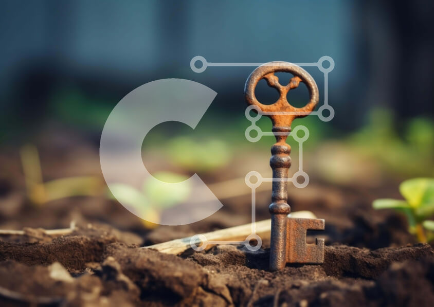 Intra Συλλεκτικό Ξύλινο Παζλ Plywood  4mm - Σκουριασμένο κλειδί ενσωματωμένο στη βρωμιά Σε Ξύλινο Κουτί - Διαστάσεις: 10x10 cm – 25 κομμάτια