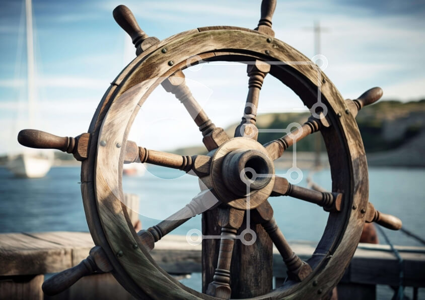 Intra Συλλεκτικό Ξύλινο Παζλ Plywood  4mm - Ξύλινο τιμόνι πλοίου και ιστιοφόρα Σε Ξύλινο Κουτί - Διαστάσεις Puzzle: 10x10 cm – 25 κομμάτια