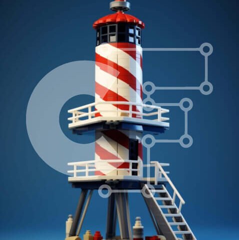 Intra Συλλεκτικό Ξύλινο Παζλ Plywood  4mm - Φάρος Lego με σκάλες και εξοπλισμό Σε Ξύλινο Κουτί - Διαστάσεις Puzzle: 10x10 cm – 25 κομμάτια - Image 1