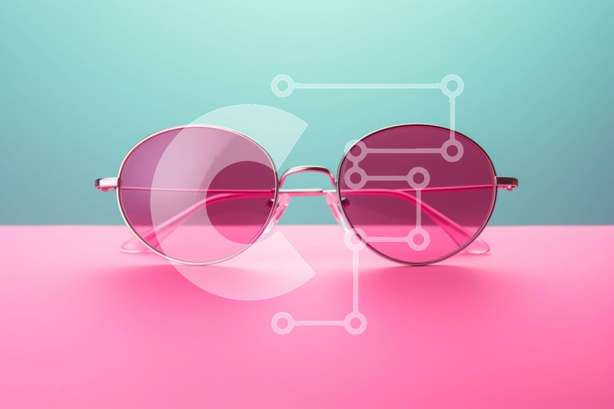 Intra Συλλεκτικό Ξύλινο Παζλ Plywood  4mm - Κομψά γυαλιά ηλίου σε ροζ και μπλε φόντο Σε Ξύλινο Κουτί - Διαστάσεις Puzzle: 10x10 cm – 25 κομμάτια