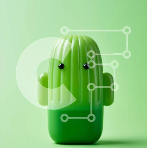 Intra Συλλεκτικό Ξύλινο Παζλ Plywood 4mm - Πράσινο παιχνίδι κάκτος σε πορτοκαλί φόντο Σε Ξύλινο Κουτί - Διαστάσεις: 10x10 cm – 25 κομμάτια - Image 1