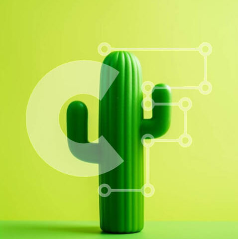 Intra Συλλεκτικό Ξύλινο Παζλ Plywood  4mm - Πράσινος κάκτος σε πορτοκαλοκίτρινο φόντο Σε Ξύλινο Κουτί - Διαστάσεις: 10x10 cm – 25 κομμάτια - Image 1