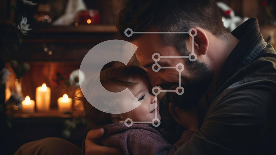 Intra Συλλεκτικό Ξύλινο Παζλ Plywood  4mm - Πατέρας και κόρη μοιράζονται μια αγκαλιά με κεριά Σε Ξύλινο Κουτί - Διαστάσεις Puzzle: 10x10 cm – 25 κομμάτια