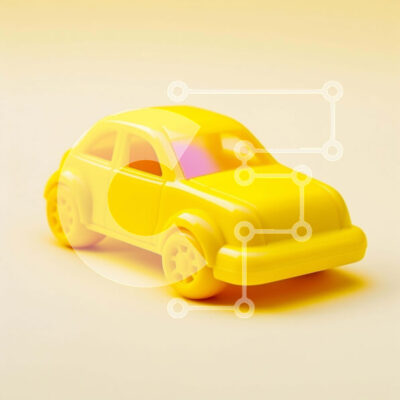 Intra Συλλεκτικό Ξύλινο Παζλ Plywood  4mm - Κίτρινο παιχνίδι αυτοκίνητο σε πορτοκαλί φόντο Σε Ξύλινο Κουτί - Διαστάσεις: 10x10 cm – 25 κομμάτια - Image 1