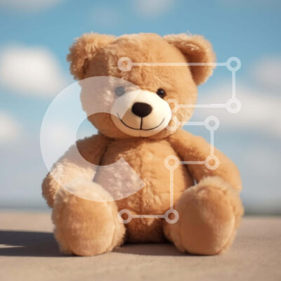 Intra Συλλεκτικό Ξύλινο Παζλ Plywood  4mm - Καφέ αρκουδάκι που κάθεται στο έδαφος με θέα στον ουρανό Σε Ξύλινο Κουτί - Διαστάσεις: 10x10 cm – 25 κομμάτια - Image 1