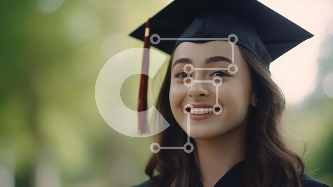 Intra Συλλεκτικό Ξύλινο Παζλ Plywood  4mm - Νεαρή γυναίκα με φόρεμα αποφοίτησης και καπέλο Σε Ξύλινο Κουτί - Διαστάσεις Puzzle: 10x10 cm – 25 κομμάτια