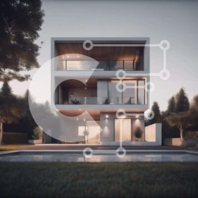 Intra Συλλεκτικό Ξύλινο Παζλ Plywood 4mm - Μοντέρνο σπίτι που περιβάλλεται από πράσινο και πισίνα Σε Ξύλινο Κουτί - Διαστάσεις Puzzle: 10x10 cm – 25 κομμάτια - Image 1